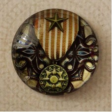 25mm Art Glass Backed Cabochons - Steampunk Design 6 - Each