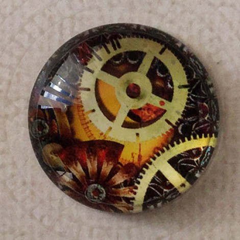 25mm Art Glass Backed Cabochons - Steampunk Design 7