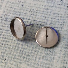 12mm ID 304 Stainless Steel Cab Setting Earring Stud Posts - Pack of 2 Pair