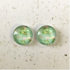 12mm Art Glass Backed Cabochons - Lily Pond - Per Pair