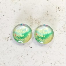 12mm Art Glass Backed Cabochons - Ocean Reef - Per Pair