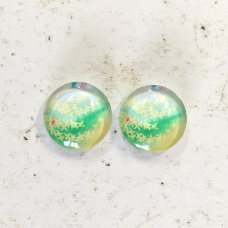12mm Art Glass Backed Cabochons - Ocean Reef