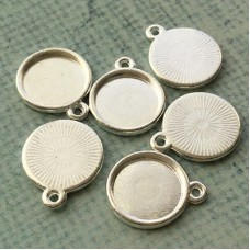 12mm ID Bright Silver Plated Cabochon Settings - Pack of 10