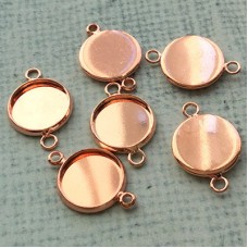 12mm ID Round Rose Gold Plated Brass 2-Hole Bezel Links - Pack of 20