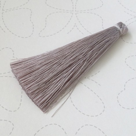 65mm Slim Silk Tassels - Silver - Pack of 2 65mm Slim Silk Tassels - Silver - Pack of 2