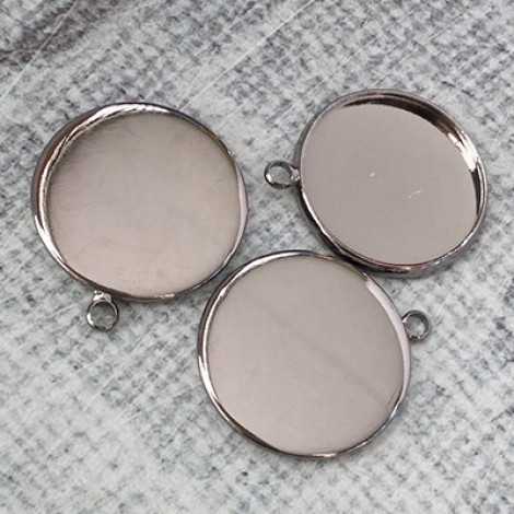 20mm ID Gunmetal Plated Brass Pendant Bezel Trays - Horizontal Bail - Pack of 4