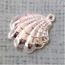 17x22mm Bright Silver Plated Sea Life Charms - Scallop Shells - Pack of 2