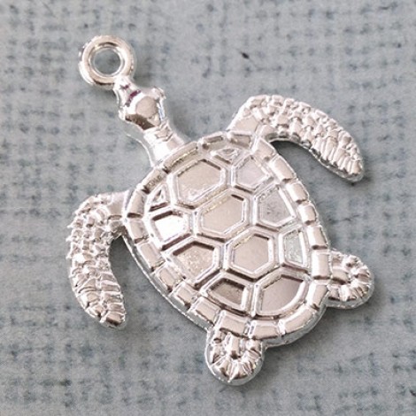 39x34mm Bright Silver Plated Sea Life Pendant - Large Turtle