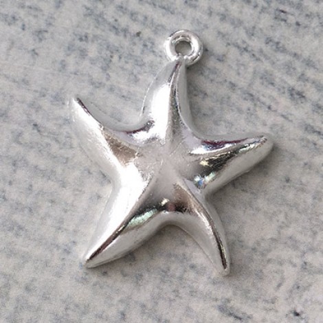 21x25mm Bright Silver Plated Sea Life Charm - Starfish