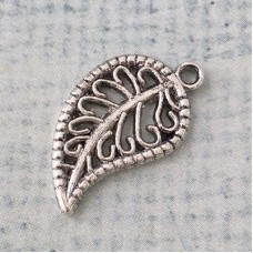 10x19mm Vintage Style Ant Silver Tibetan Leaf Charms - Pack of 12