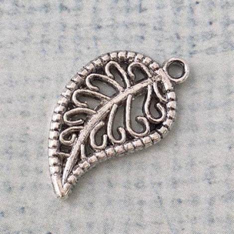 10x19mm Vintage Style Ant Silver Tibetan Leaf Charms