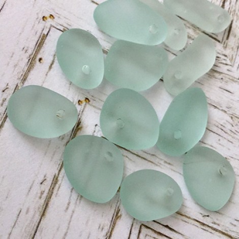 10-15mm Sea Glass Pebble Tiny Drops - Light Aqua