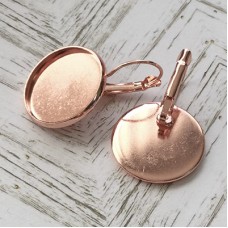 20mm ID Rose Gold Plated Leverback Earwire Cab Settings - Pack of 2 pair