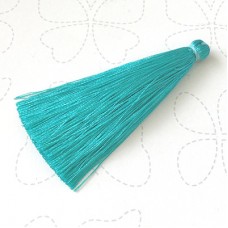 65mm Slim Silk Tassels - Turquoise - Pack of 2
