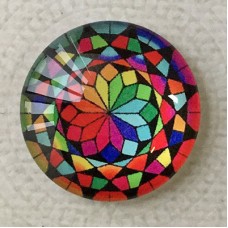 25mm Art Glass Backed Cabochons - Rainbow Kaleidescope 1 - Each