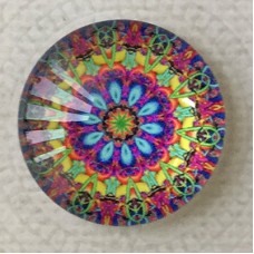 25mm Art Glass Backed Cabochons - Rainbow Kaleidescope 10 - Each