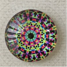 25mm Art Glass Backed Cabochons - Rainbow Kaleidescope 11 - Each
