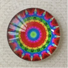 25mm Art Glass Backed Cabochons - Rainbow Kaleidescope 2 - Each