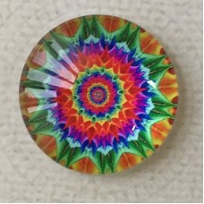 25mm Art Glass Backed Cabochons - Rainbow Kaleidescope 4 - Each