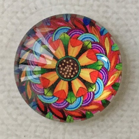 25mm Art Glass Backed Cabochons - Rainbow Kaleidescope 6 - Each 25mm Art Glass Backed Cabochons - Rainbow Kaleidescope 6 - Each