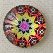 25mm Art Glass Backed Cabochons - Rainbow Kaleidescope 9 - Each