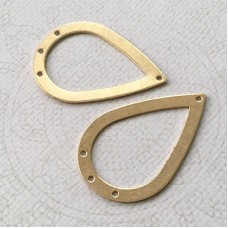 40x27mm 18ga Raw Brass Teardrop Link Pendants with 4 holes - Per Pair