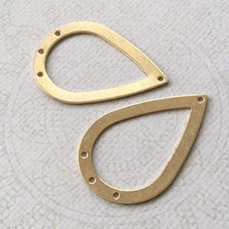 40x27mm 18ga Raw Brass Teardrop Link Pendant with 4 holes