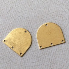 17x16mm 20ga Raw Brass D-Shape Connector Links - Pack of 2 Pair