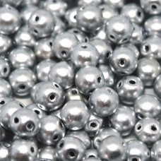 5mm RounDuo Czech 2-Hole Beads - Aluminium Silver - 75 beads