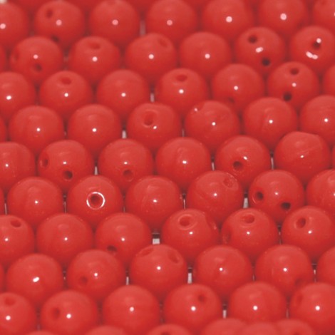 5mm RounDuo Czech 2-Hole Beads - Opaque Red - 75 beads