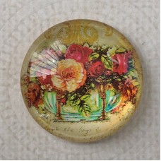 25mm Art Glass Backed Cabochons - Rose Design 2 - Each