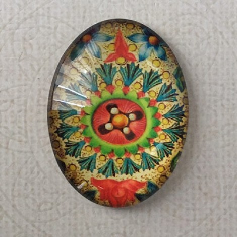 30x40mm Oval Art Glass Cabochons - Ornamental Design 3 - each 30x40mm Oval Art Glass Cabochons - Ornamental Design 3 - each