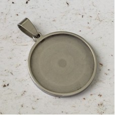 20mm ID High Quality Round Bezel Pendant Setting - Stainless Steel - Each