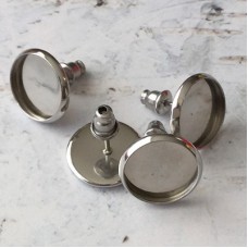 10mm ID 304 Surgical Grade Stainless Steel Bezel Earposts with Bullet Clutches - Pack of 2 Pair