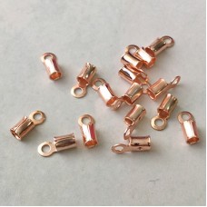 3x7mm (2.3mm ID) Rose Gold Cord Plated End Crimp Tip with Loop - Pack of 10