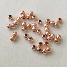 3mm High Quality Rose Gold Plated Brass Round Spacer Beads - Pack of 10