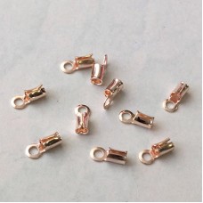 2.5x7mm (1.8mm ID) Rose Gold Plated Cord End Crimp Tips with Loop - Pack of 10