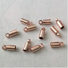 9x4mm (3mm ID) High Quality Rose Gold Plated Cord End Caps - Pack of 4