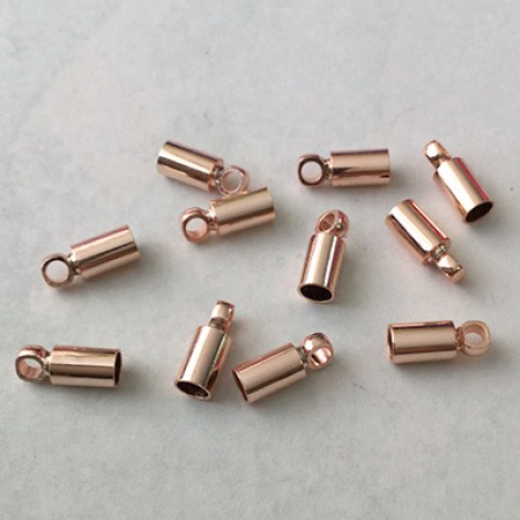 9x4mm (3mm ID) High Quality Rose Gold Plated Cord End Caps