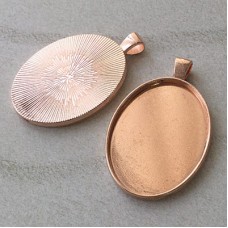 30x40mm ID Rose Gold Plated Oval Bezel Pendant Settings - Pack of 2