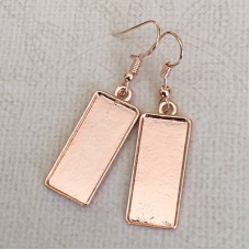 Rose Gold Plated Earrings to fit 10x25mm Rectangle Cabochon - Per pair