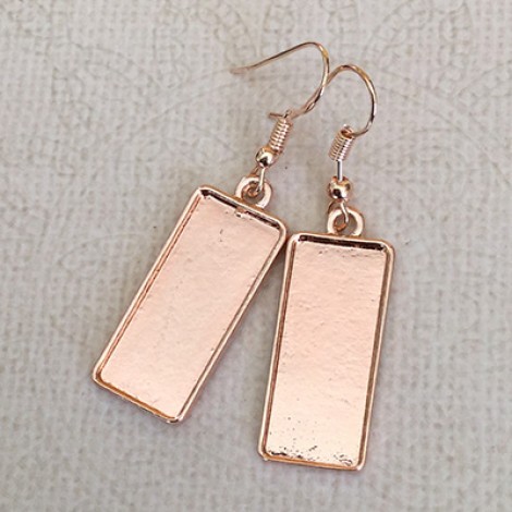 Rose Gold Plated Earrings to fit 10x25mm Rectangle Cabochon