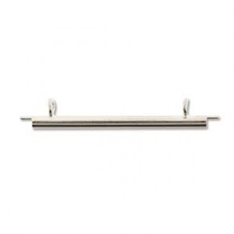 35mm Miyuki Slide Tube Clasps - Silver Plated - Pack of 2 35mm Miyuki Slide Tube Clasps - Silver Plated - Pack of 2