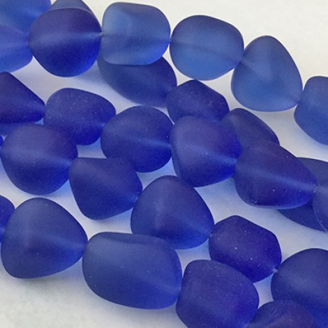10-15mm Cultured Sea Glass Nugget Beads - Sapphire