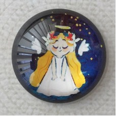 25mm Art Glass Backed Cabochons - Santa Designs 12 - Each