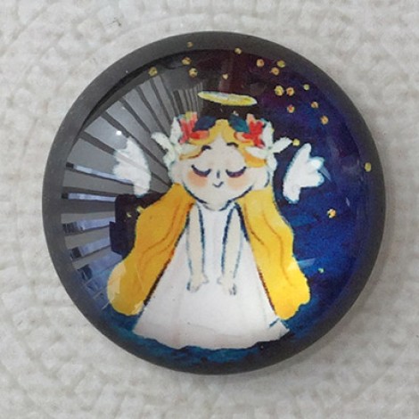 25mm Art Glass Backed Cabochons - Santa Designs 12 - Each
