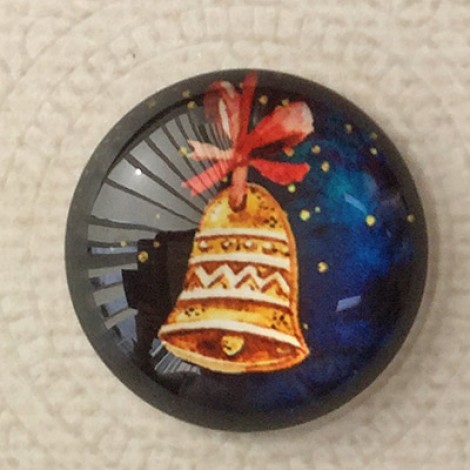 25mm Art Glass Backed Cabochons - Santa Designs 4 - Each
