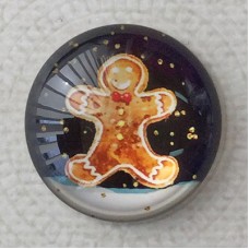25mm Art Glass Backed Cabochons - Santa Designs 5 - Each