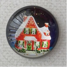 25mm Art Glass Backed Cabochons - Santa Designs 6 - Each