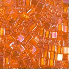 4mm Miyuki Cube Seed Beads - Transparent Orange AB - 12gm
